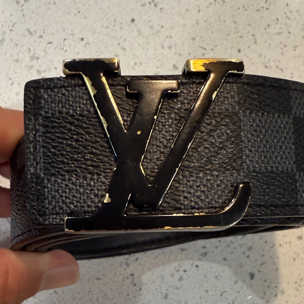 Louis Vuitton Black and Gold Monogram Belt